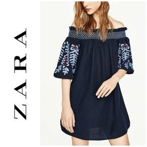 Zara Embroidered Off the Shoulder Dress